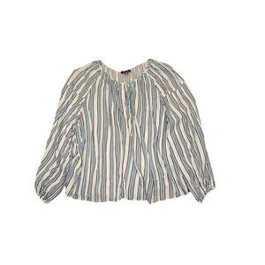 Vince Camuto Women’s Pullover Navy White Striped Peasant Top XXL Coastal Flowy